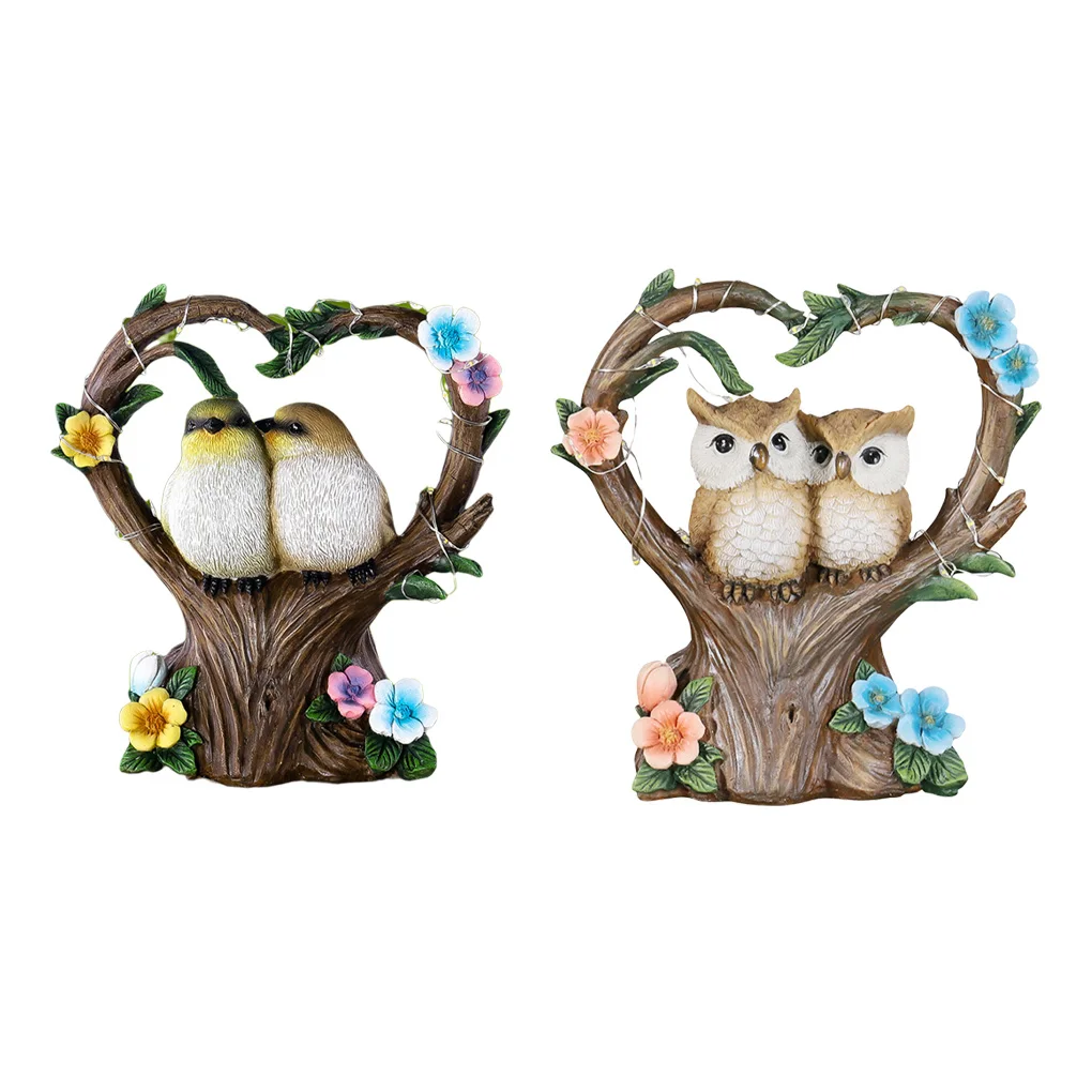 

Garden Lawn Animal Statue Resin Sculpture Figurine Driveway Solar Powered Lamp Indoor Ornament Birthday Gift Type 1