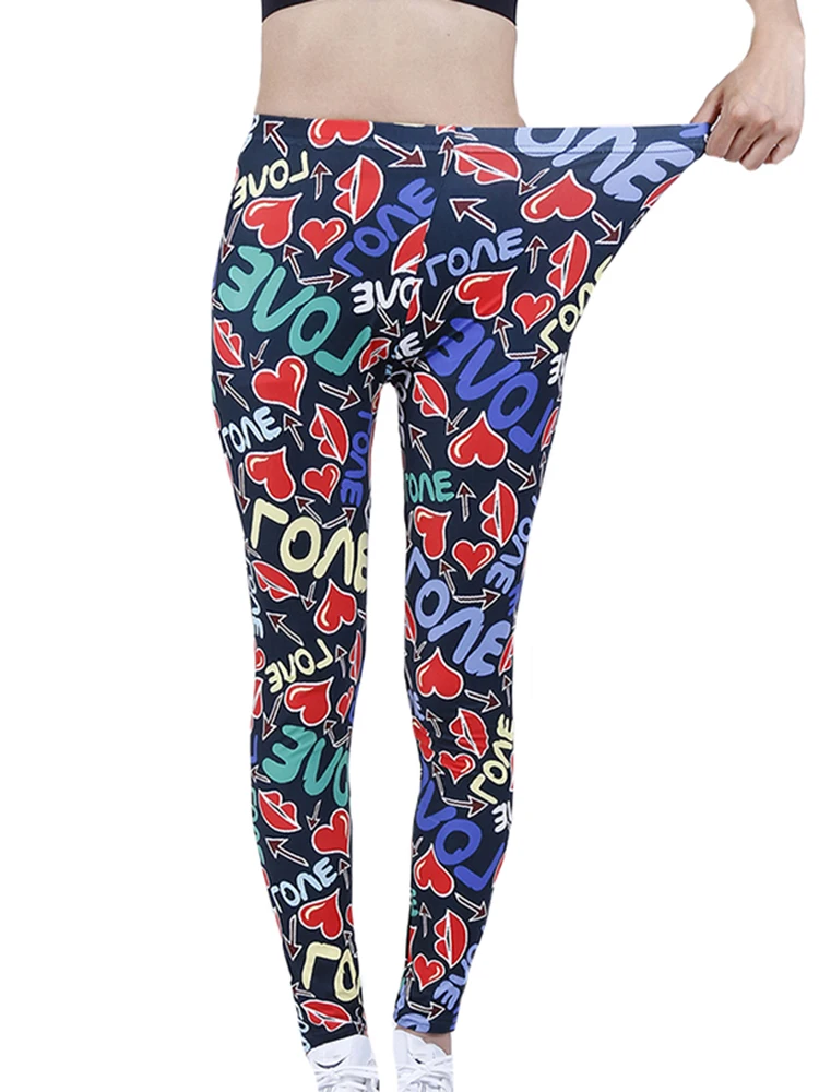 YSDNCHI Leggings Hot Women's Color Letter Print Styles Fashion Lady Skinny Stretch Leggins Fitness High Elastic Pants
