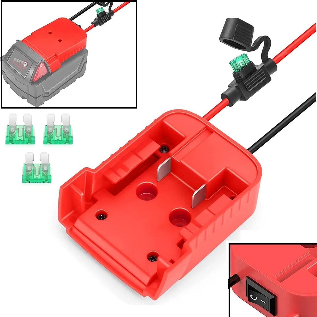 

Battery Adapter Suitable For 18V To Dock Holder 14Awg Lithium Battery Built-in Switch With Insurance External Adapter