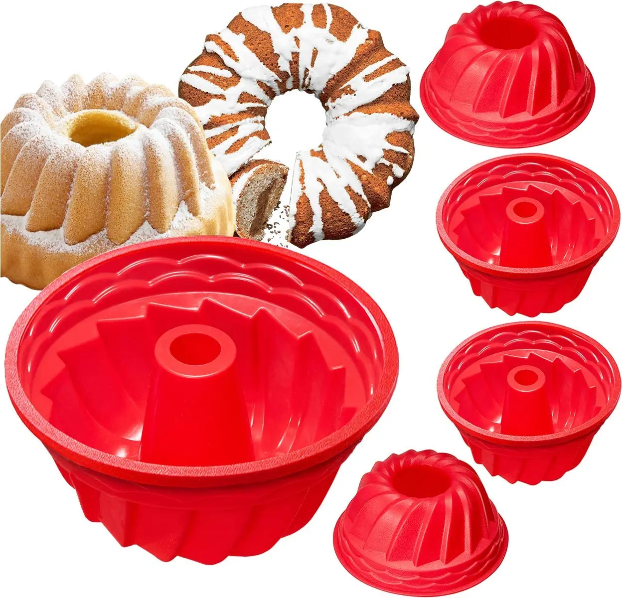 

silicone fluted bundtcake pans nonstick cake tube jello molds for baking