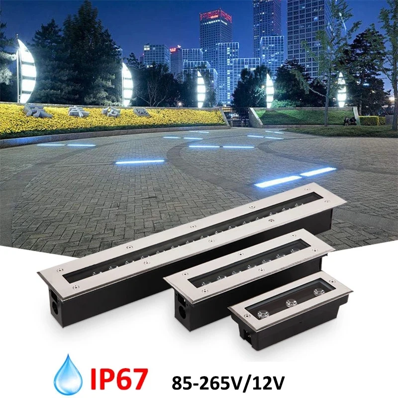 

IP67 Rectangle LED Ground Light Outdoor Floor Light 9W 12w 18w Yard Wall Washer 12V 220V LED Stairs Buried Underground Lamp