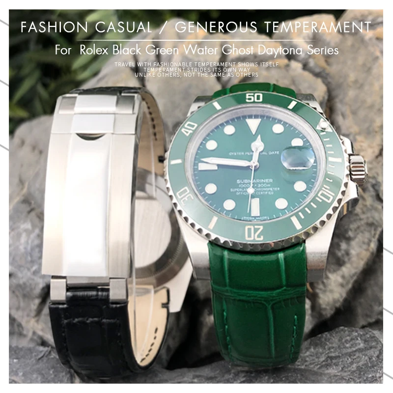 

20mm Black Green Blue Curved End Watchband Fit for Rolex Submariner RX Daytona Submariner GMT explorer 2 Bracelet Watch Strap