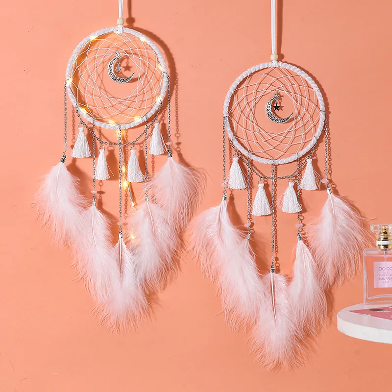 Светодиодная лампа Летающий Ловец снов освещение ручной работы подарок перо