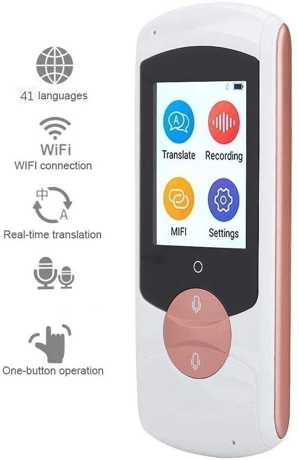 

Smart Language Translators Device with 2 Inch Screen Digital WiFi 41 Languages Real Time Offline Voice Translation for Outdoor