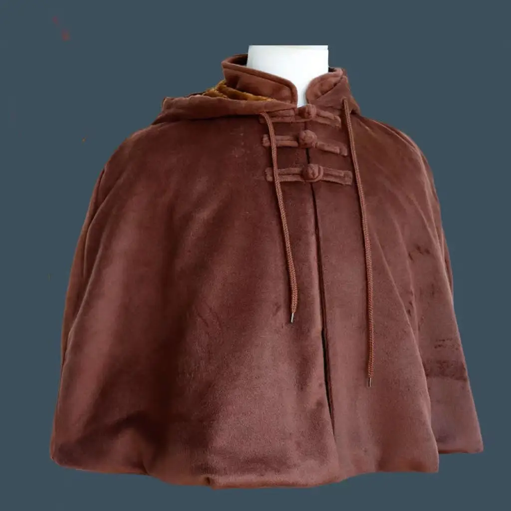 Зимний короткий плащ для медитации буддизма монаха со шляпой утепленный