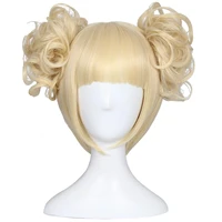 blonde cosplay wig and 2 detachable buns with clips for himiko toga my hero academia