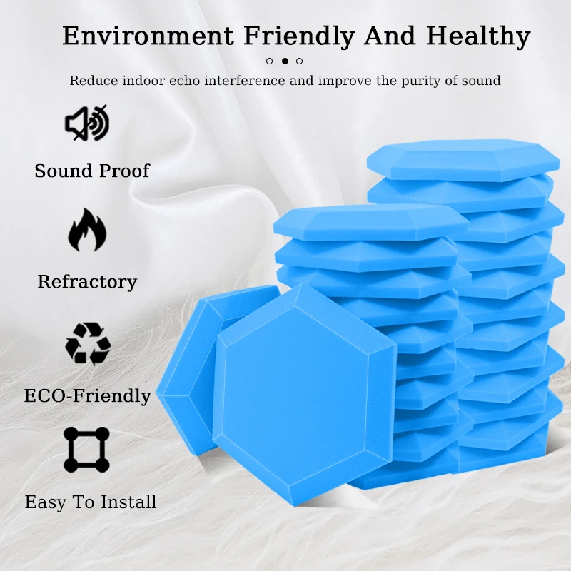 Шестигранная акустическая пена TOUO 6/12/24 шт. домашняя Звукоизоляционная студийная