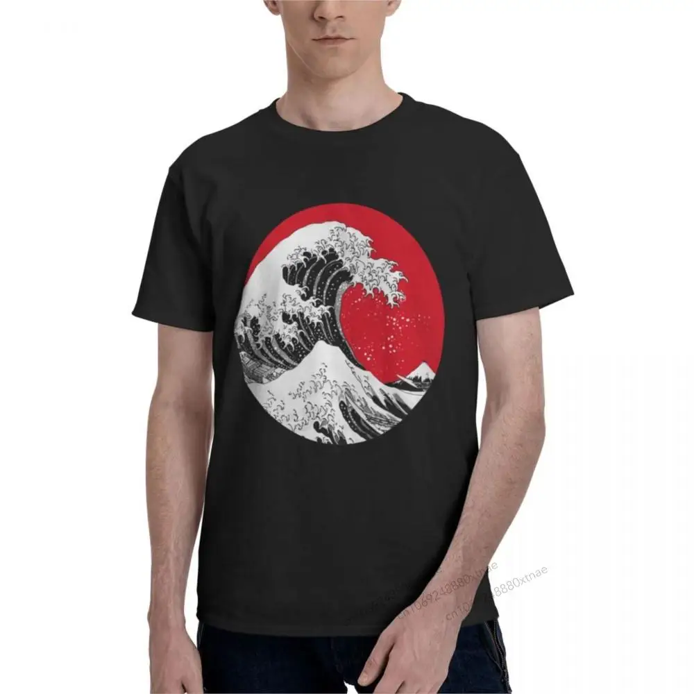 

The Great Wave Off Kanagawa - Big Red Circle Men Humor Short Sleeve Round Neck 100% Cotton T-Shirt