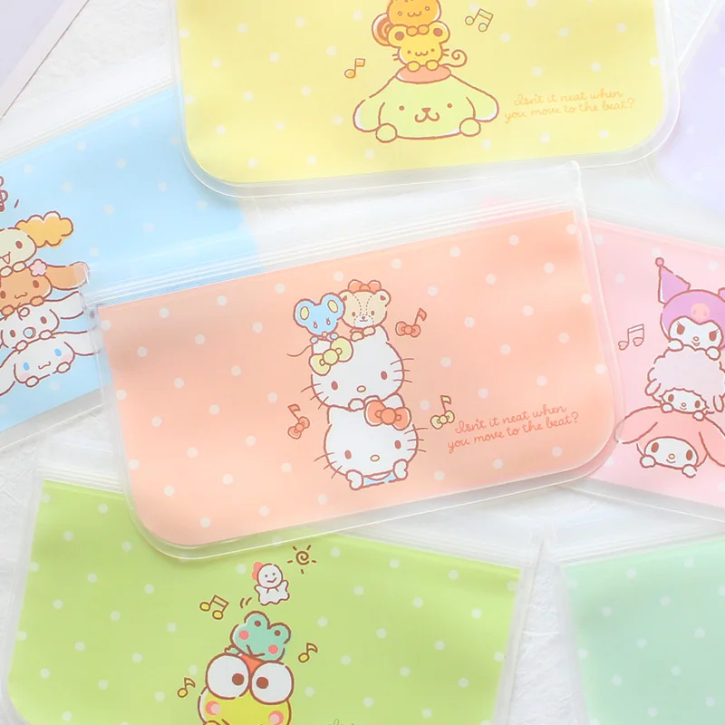 

Kawaii Sanrio Storage Bag Hello Kittys Mymelody Kuromi Cinnamoroll Cute Stationery Bag Waterproof Transparent Sundries Bag