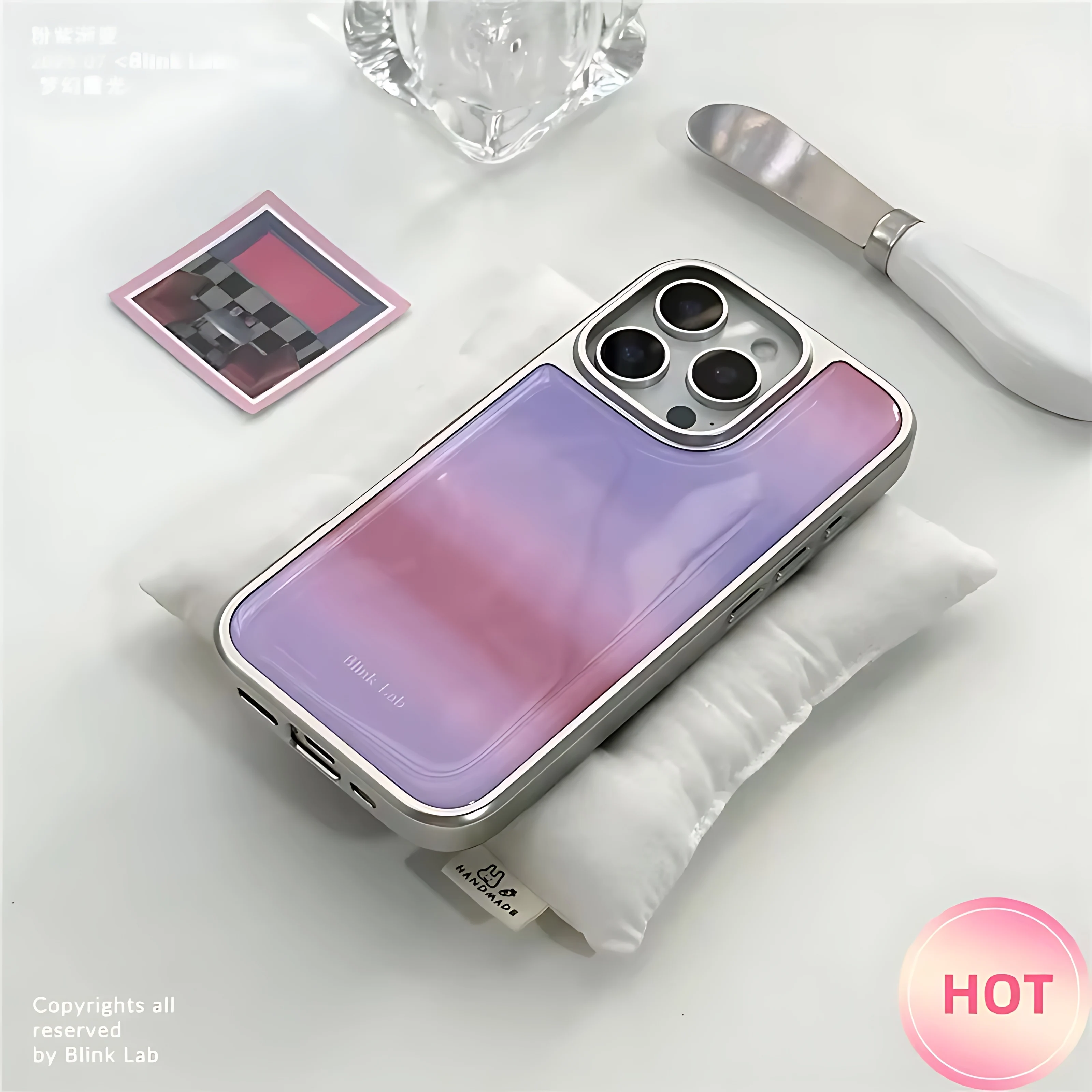 Фото Розово-фиолетовый чехол-блендер для iPhone 17, 16e, 16, 15, 14, 13, 12, 11, Air, Pro Max, X, XR, XSMAX, 8, 7 Plus – роскошная прозрачная мягкая задняя крышка №1