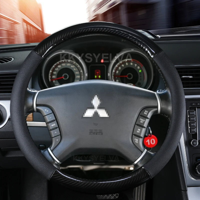 

Чехол на руль из углеродного волокна и кожи для Mitsubishi Pajero V98 V97 2007-2014 Galant 2008-2012, автомобильные аксессуары