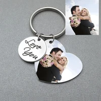 personalized photo keychain couple heart key chain custom engraved picture keyring valentines day gift for him anniversary gift