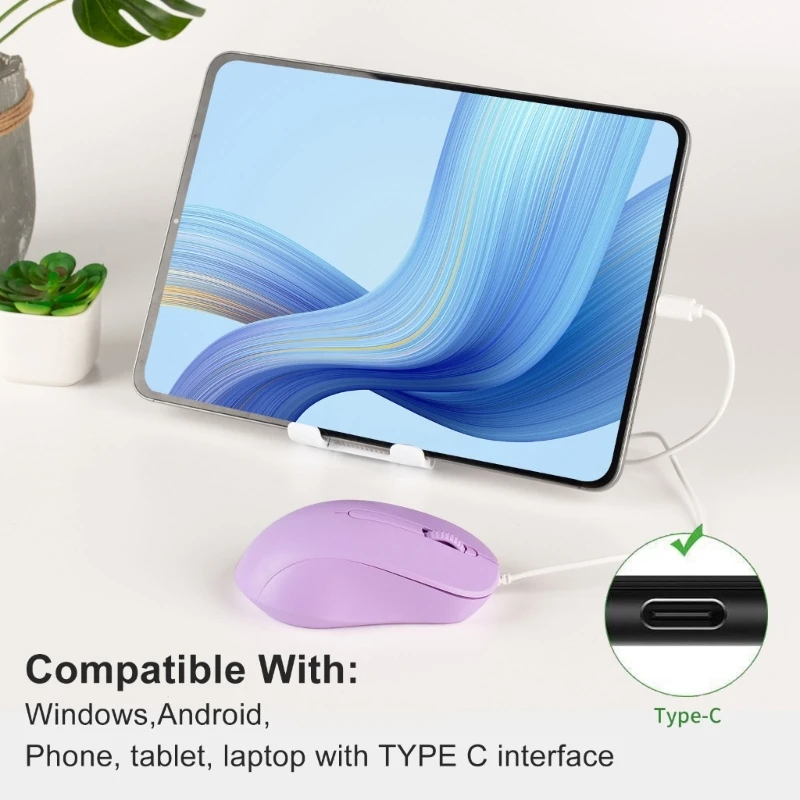 Игровой шнур типа C мышь USB 3 кнопки 1000 точек на дюйм для нескольких устройств