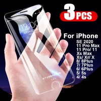 3pcs tempered glass screen protector for iphone 11 pro x xs max xr 6 7 8 plus protective glass film cases full cover protector