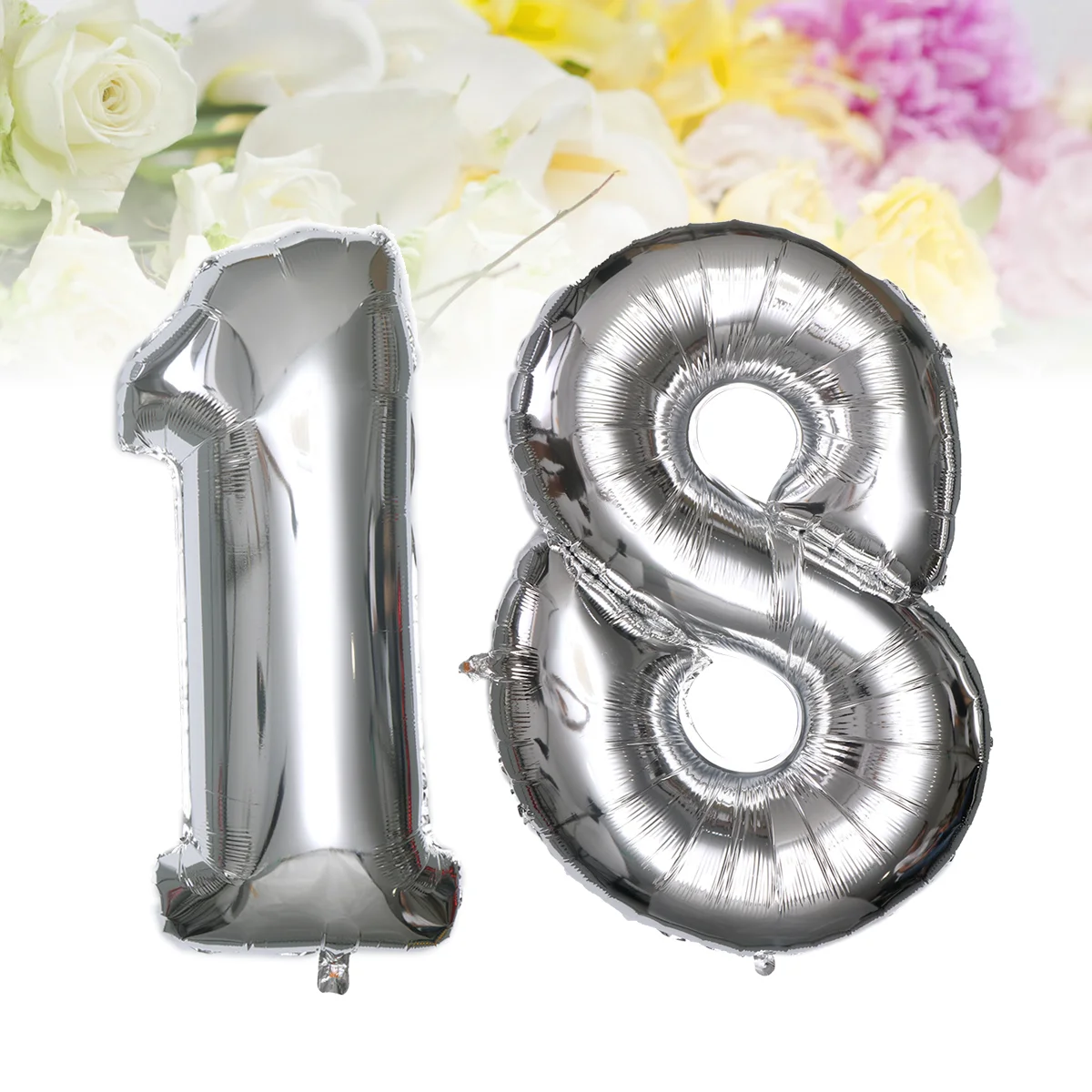 

40-inch Number 18 Helium Foil Balloons Birthday Number 18 Balloons for Birthday Wedding Anniversary Decoration (Silver)