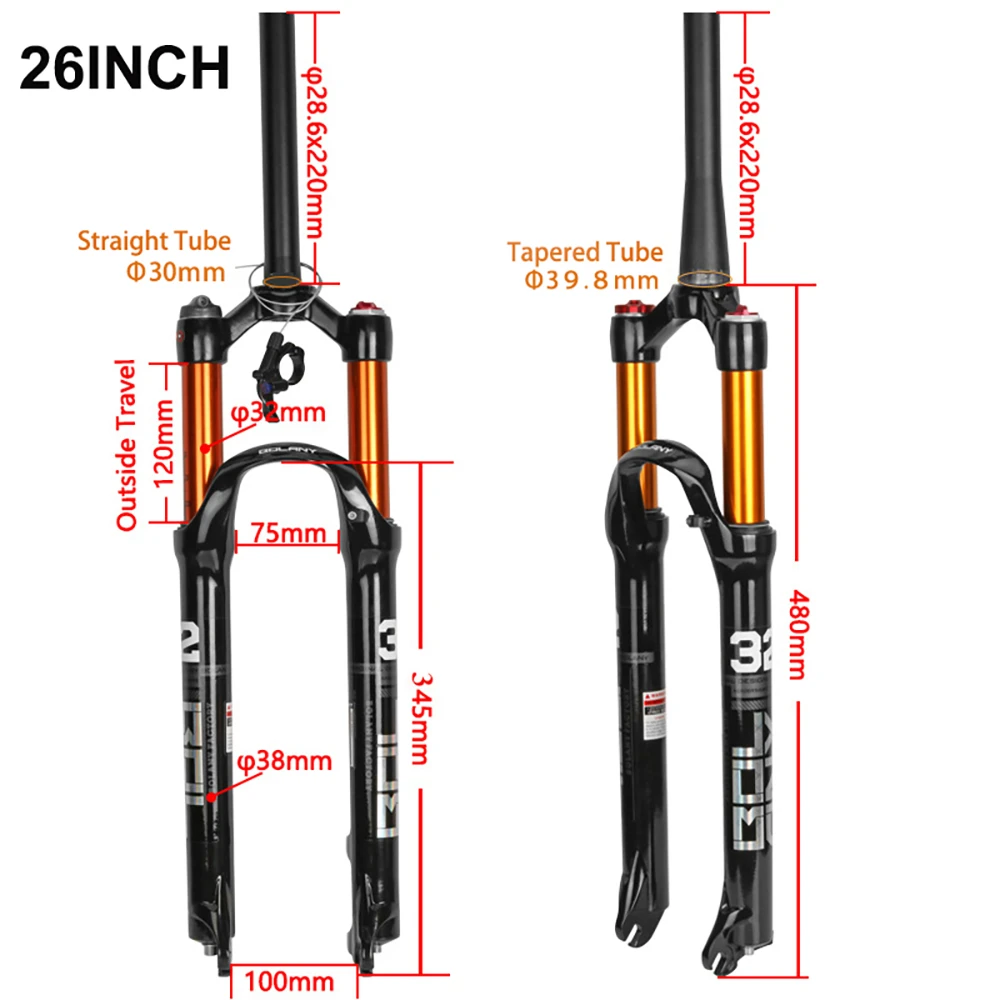 

27.5 inchBolany Magnesium Alloy MTB Fork Mountain bike shock absorber shock absorber air fork_straight tube shoulder control