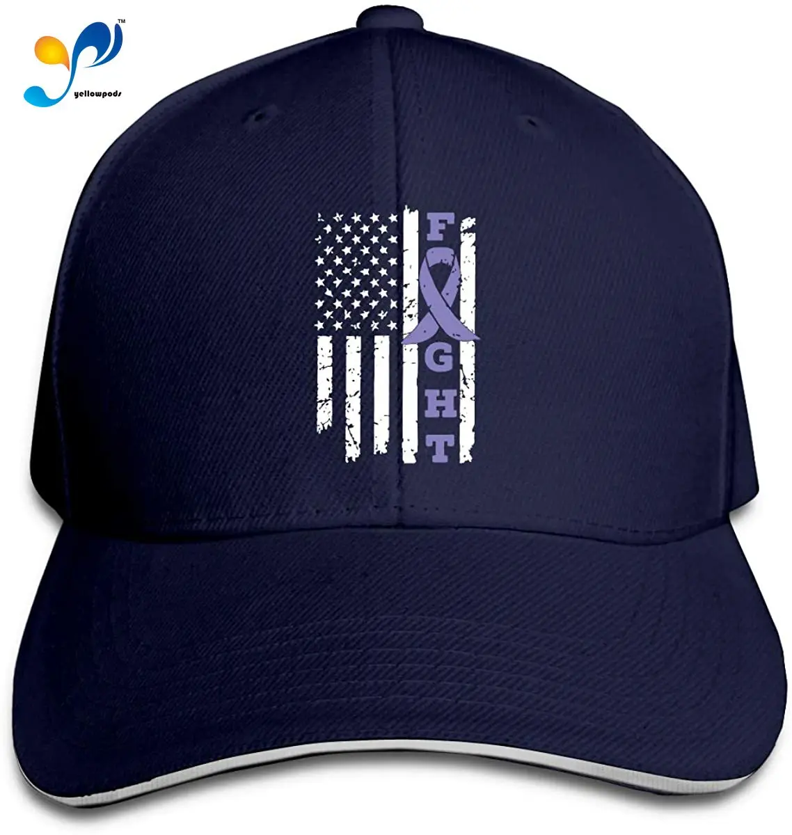 

Stomach Cancer Awareness American Flag Men Cotton Classic Baseball Cap Adjustable Size