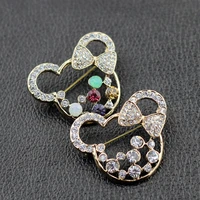 crystal hollow mickey and minnie bow brooch exquisite costume jewelry accessories bags decorations gifts