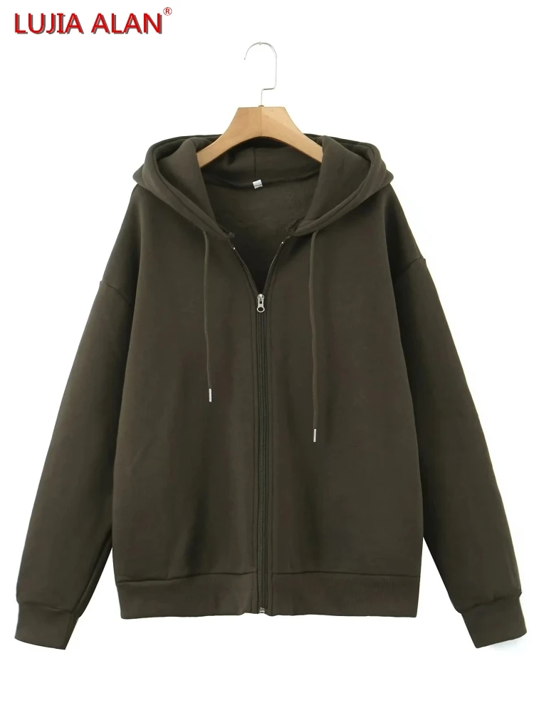 

Лидер продаж, новые женские толстовки с капюшоном и боковыми карманами, пуловеры, повседневные свободные свитшоты с длинным рукавом, LUJIA ALAN ...