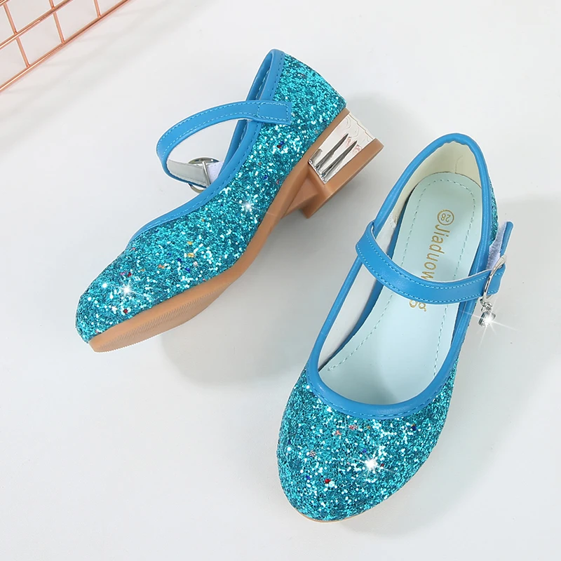 Детские кожаные туфли для девочек повседневные блестящие принцессы с цветами на