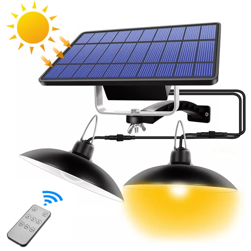 

Waterproof Double Head Solar Pendant Light Sunlight Powered for Garden Yard Street Outdoor Indoor Solar Lamp with Cable Suitable