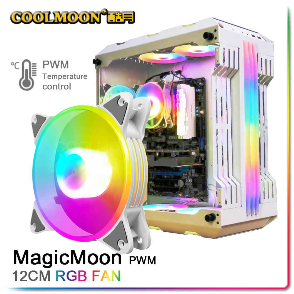 

Кулер COOLMOON Magic Moon PWM для процессора, умный радиатор с водяным охлаждением и контролем температуры, 12 см/5 В, с синхронизацией AURA SYNC