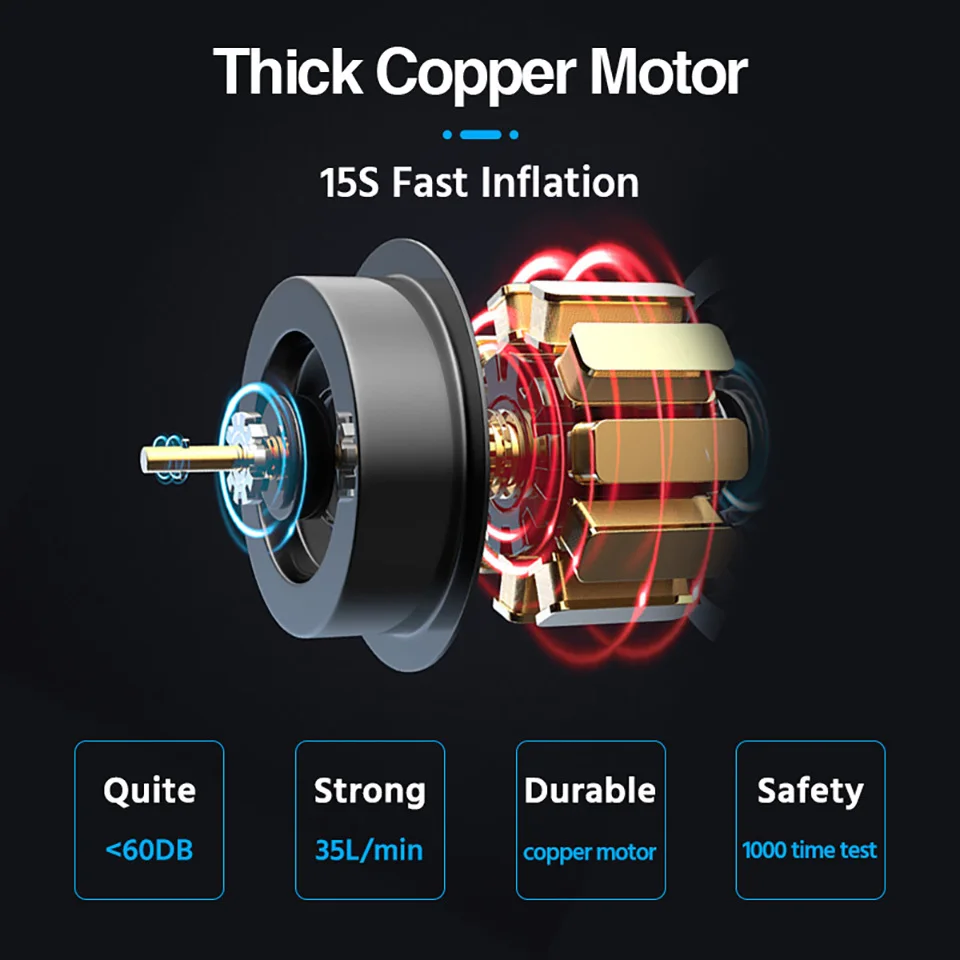 Портативный компрессор для шин 6000 мАч 12 В PSI |