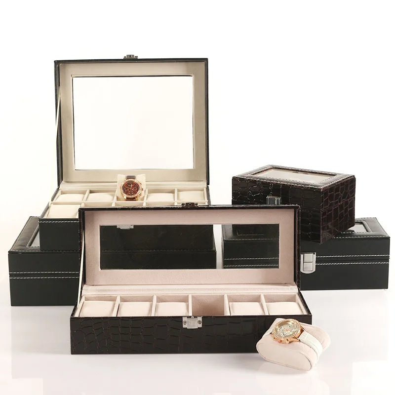 

Grid PU Slot Watch Display Box Organizer Organizer Case Jewelry Display Watch Box Boxes for Watches Gift Cases Accessories