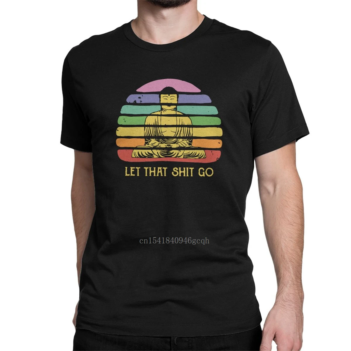 

Men's Let That Shit Go Buddha T Shirt Funny Meditation Pure Cotton Clothes Vintage Crew Neck Tees Graphic Printed T-Shirt