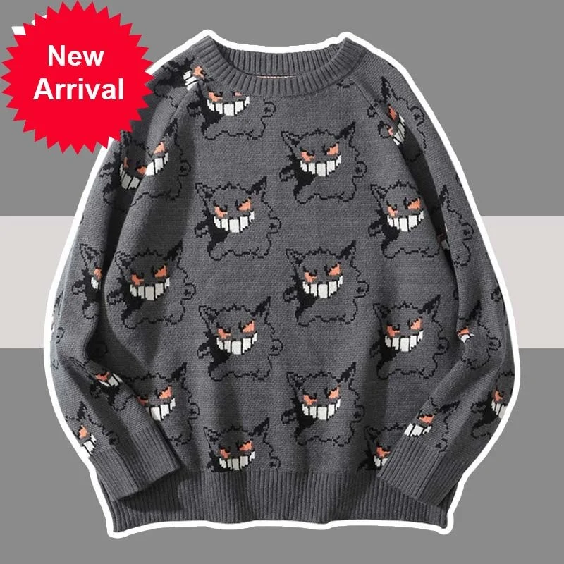 

Sweater Men Harajuku Anime Hip Hop Streetwear Cartoon Monster Pullover WomenOversize Fashion Casual Couple Japanese Sweaters