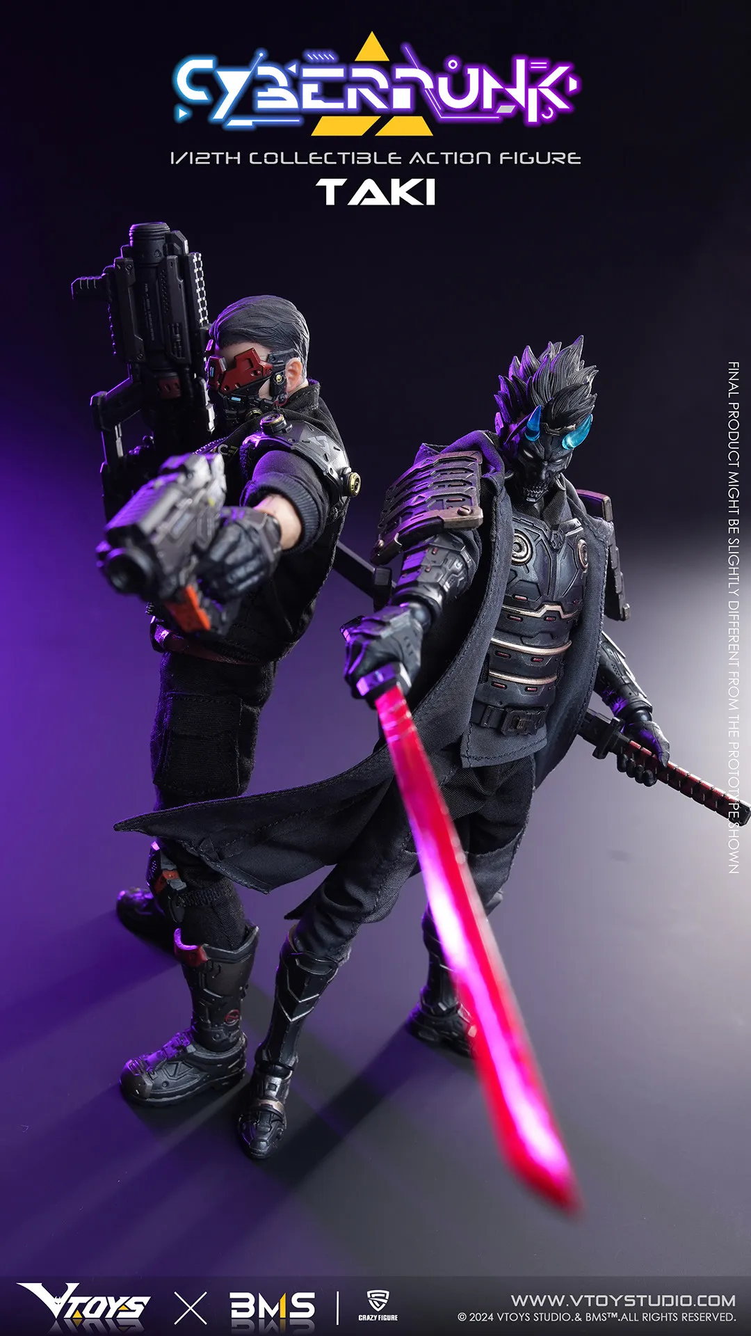 Фото В наличии VTOYS＆BMS TAKI VSD010 Cyberpunk Samurai: Такуми, фигурка 1/12, аниме-модель, модные игрушки, настольная кукла, коллекционные предметы №4