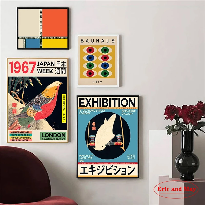

Japanese Canvas Print London 1967 Unique Exhibition Posters Bauhaus Vintage Painting Wall Art Pictures Living Room Home Decor