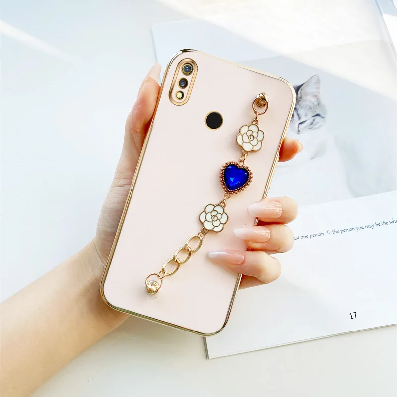

Dark Blue Love Chain Case for Realme 3 3i 5 5i 6S 6i 6 7 Pro Narzo 20 Pro V5 Q X Lite OPPO K7x Flower Love Women's Bracelet