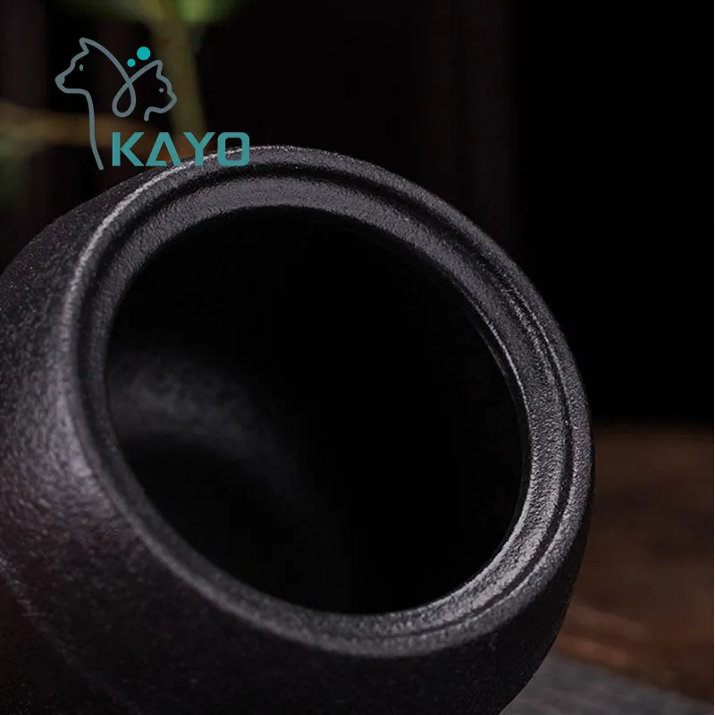 Черный керамический шкатулка грубый памятный контейнер плотно закрывающий