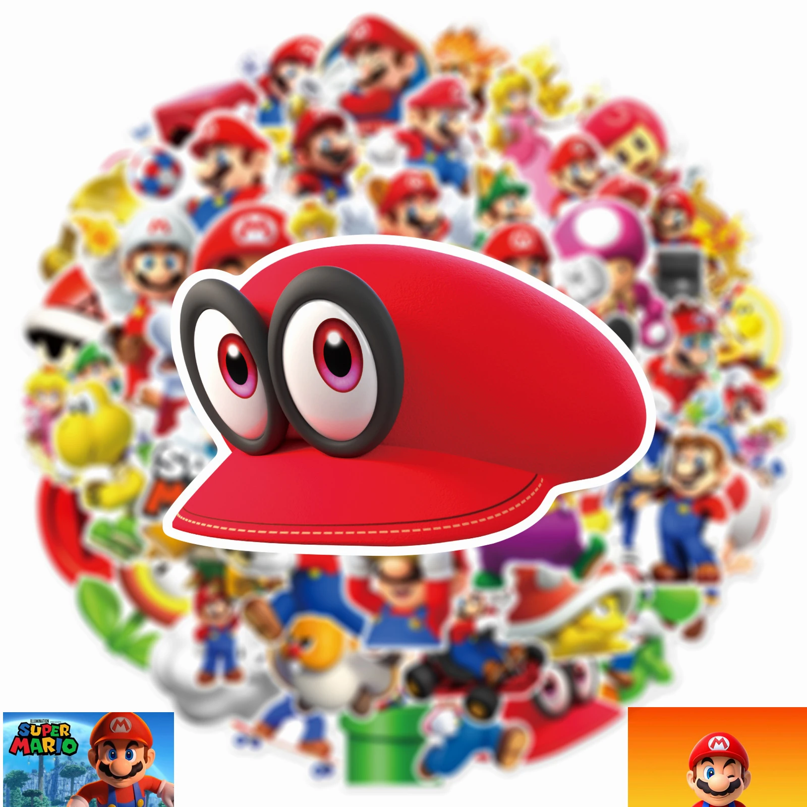 

50 шт., наклейки для игры «Super Mario Bros»