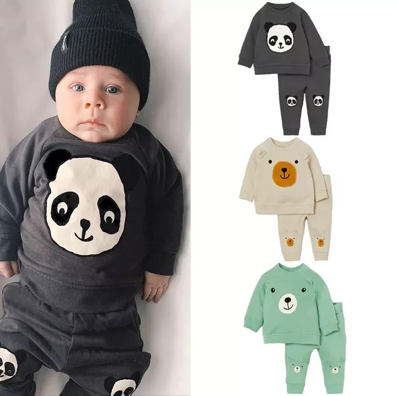 Spring Baby Boy Clothes Set Cartoon Newborn Clothes Toddler Kids Clothes Long Sleeve Sweater Tops + Pant Baby Girl Clothing