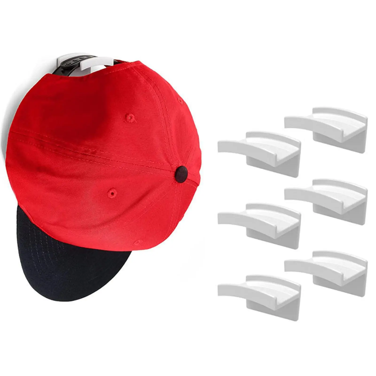 

6x Hat Hooks Self Adhesive Wall Mount Punch Free Rack for Bedroom Hallway