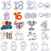 20pcslot number charms series sweet16 6 14 infinite 8 with rhinestone accessories fit floating glass locket jewelry making bulk