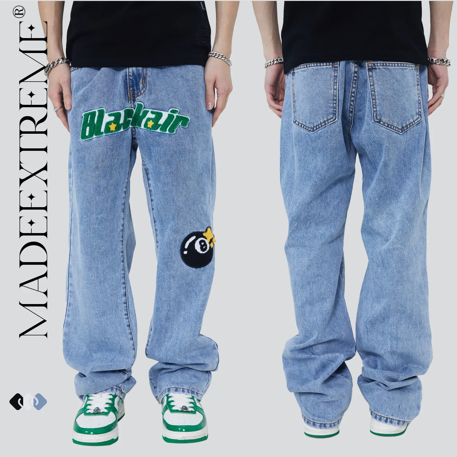 BLACKAIR Baggy jeans street retro casual trousers men and women loose cargo pants korean fashion clothing hip hop jeans