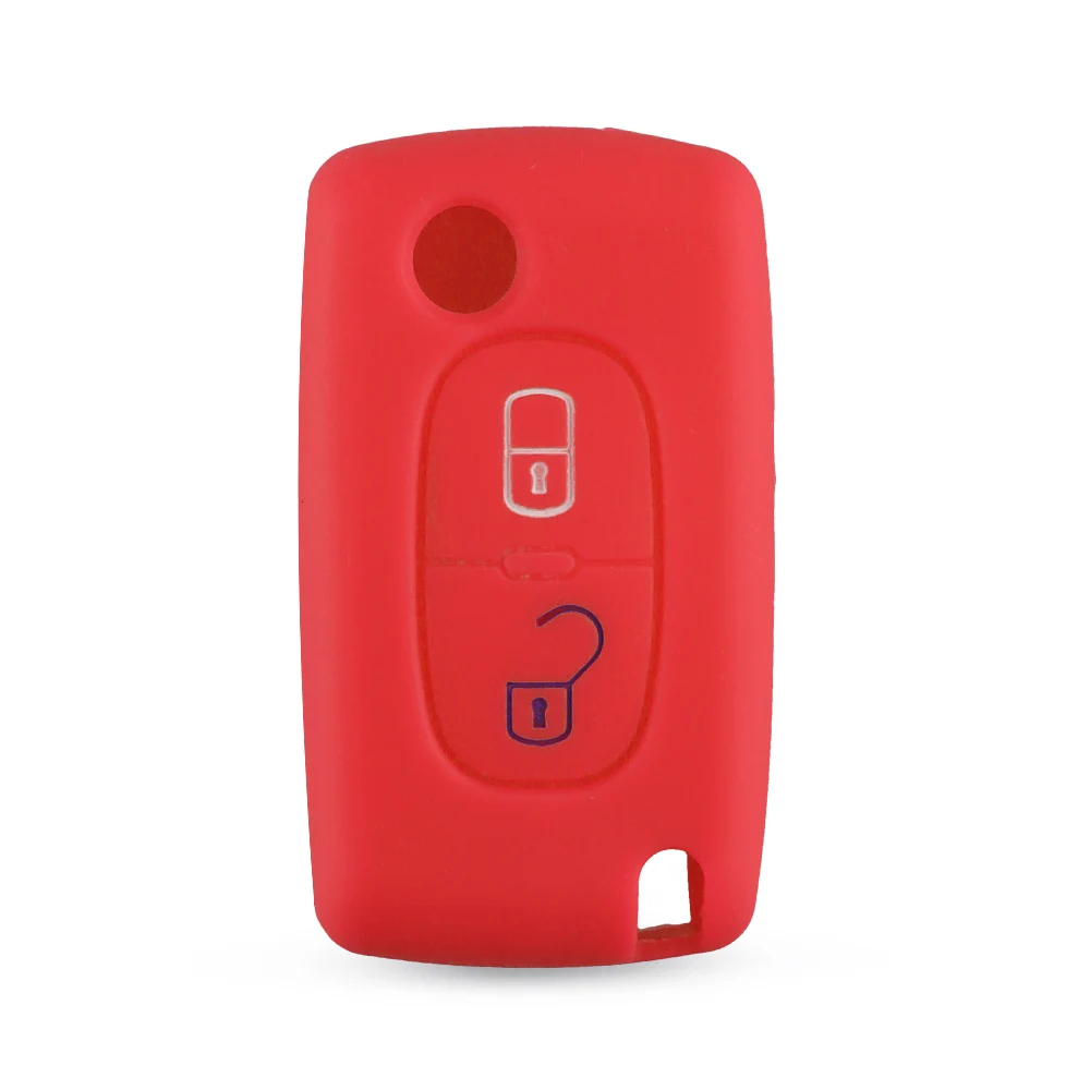 KEYYOU для Peugeot 207 307 308 407 607 807 для Citroen C1 C2 C3 C4 C5 C6 Berlingo Picasso 2 кнопки силиконовый чехол для автомобильного брелока