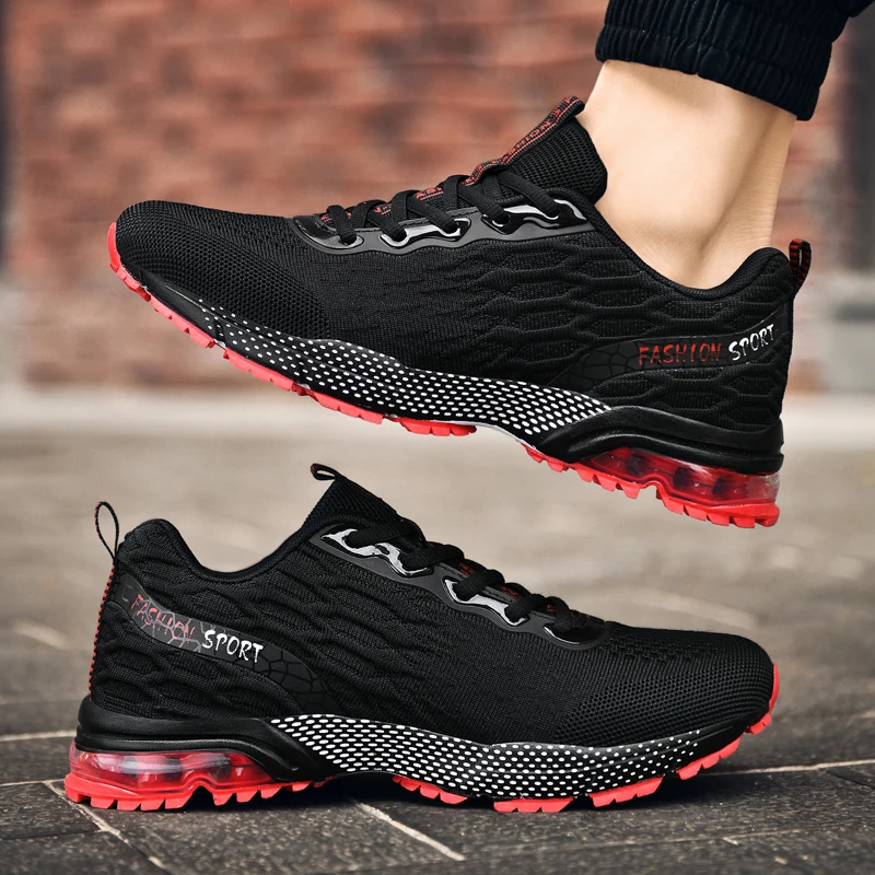 Trendy Men's Running Marathon Shoes Air Cushioning Sport Jogging Shoes Men Plus Size 39-48 Breathable Mesh Training Sneakers Men
