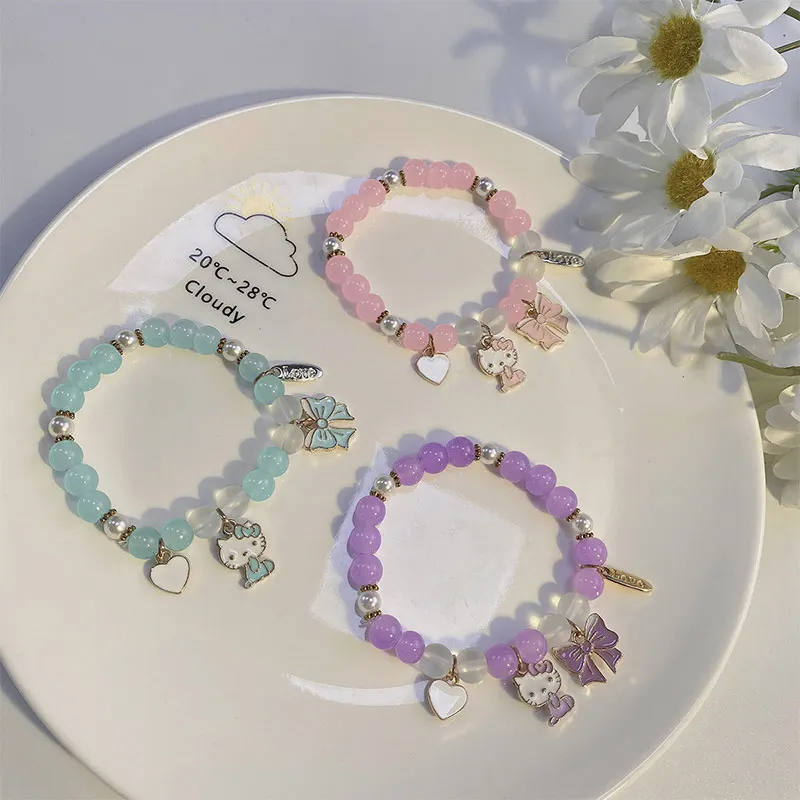 

2022 Kawaii Surrounding Sanrio Bracelet Men and Women Cartoon Jewelry Friendship Strap Elastic Rope Couple Friends Birthday Gift