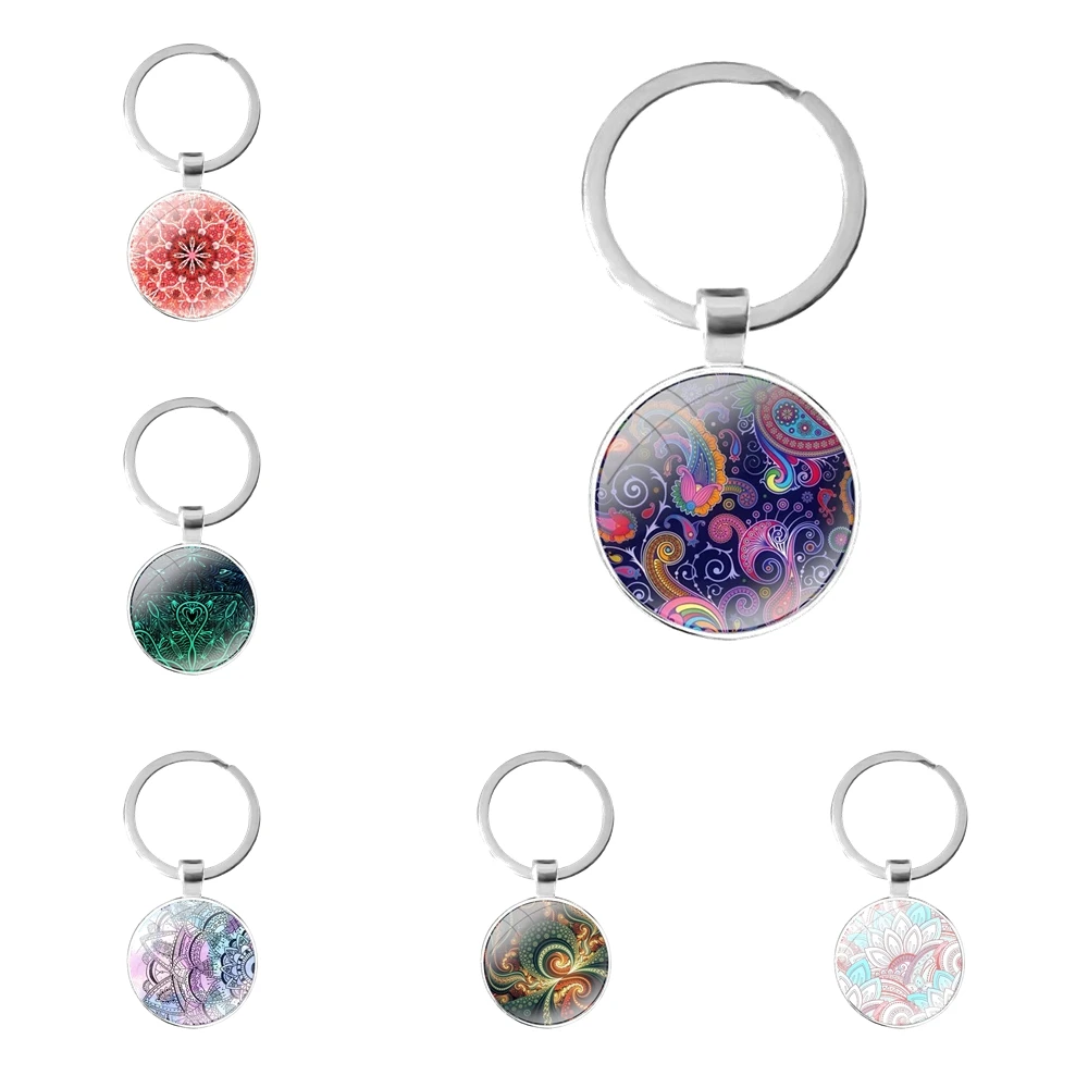 

Мультяшный Модный дизайн креативный синий Тотем Мандала стекло кабошон брелок для автомобиля Подвески Брелки Подарки