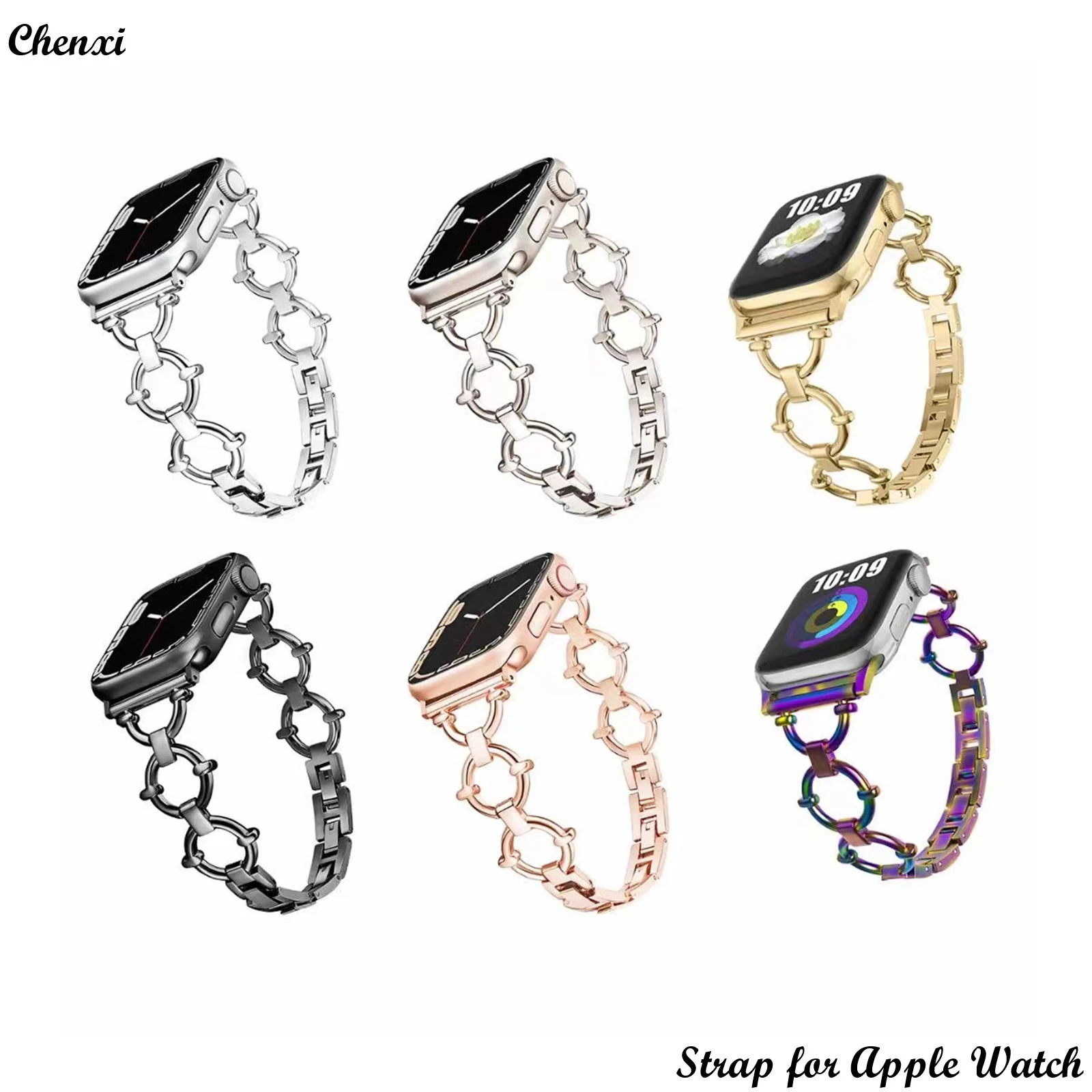 Luxury Metal strap for Apple watch band fashion bracelet chain for iwatch87654321SE Ultra 38 40 41 42 44 45 49mm wrist women men