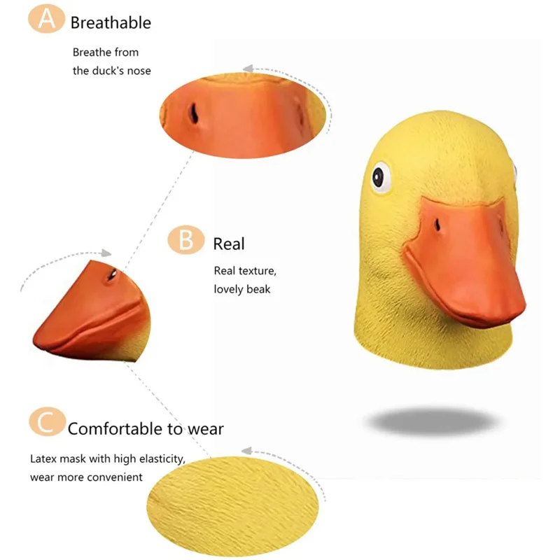 Molezu Хэллоуин Роскошная маска УТКА ГОЛОВА искусственная Новинка Утка Билл костюм