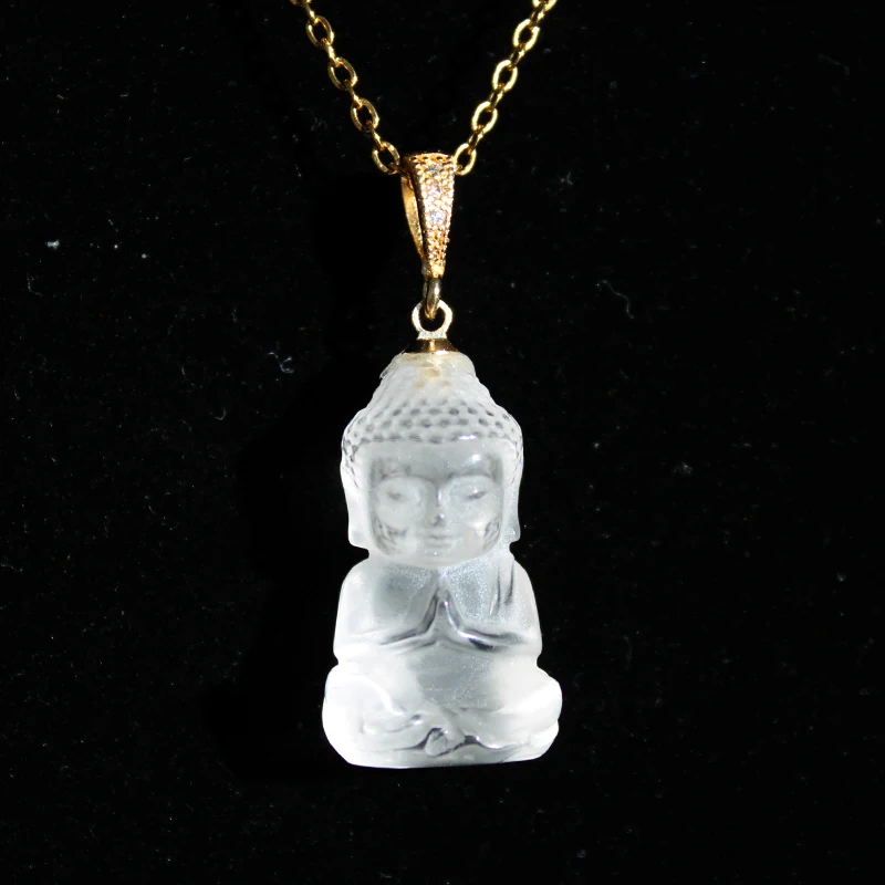 

Единит цельный натуральный прозрачный кварцевый драгоценный камень кристалл детский Будда фэншуй ожерелье кулон для подарка