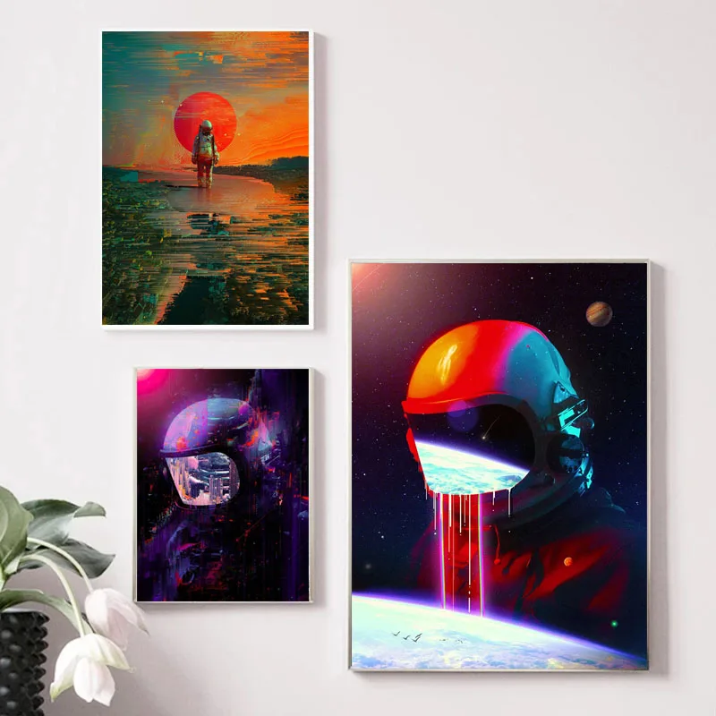 

Современный постер астронавта с космическим цветком, красочная Абстрактная Картина на холсте, Настенная картина для гостиной, домашний дек...