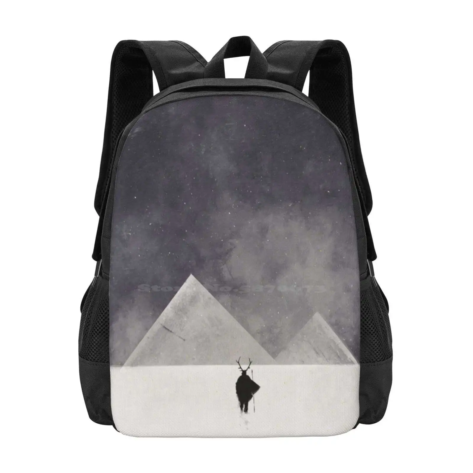 

Mountain Men Large Capacity School Backpack Laptop Bags Snow Winter Fantasy Dark Cool Comicbook Landscape Mountains Stars Night