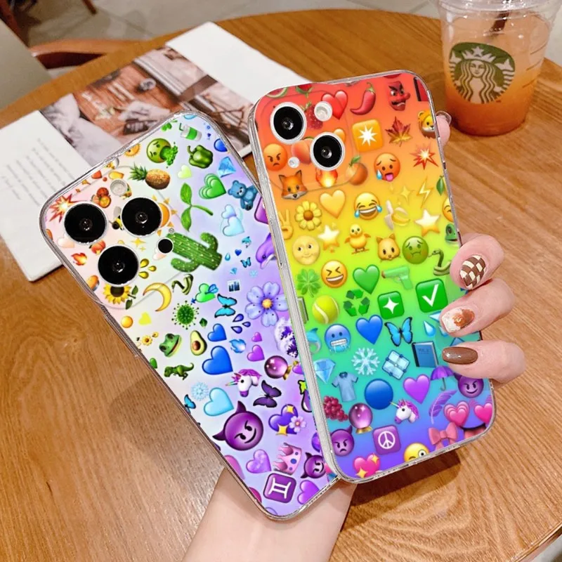 

Love-Smilies-face-emoji-Poster Phone Case FOR IPhone 14 13 12 11 Pro Plus X 13 Pro MAX XR XS MINI Transparent Covers