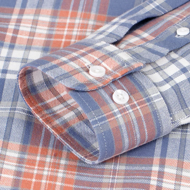 Рубашка мужская оверсайз в клетку с длинным рукавом и отложным воротником